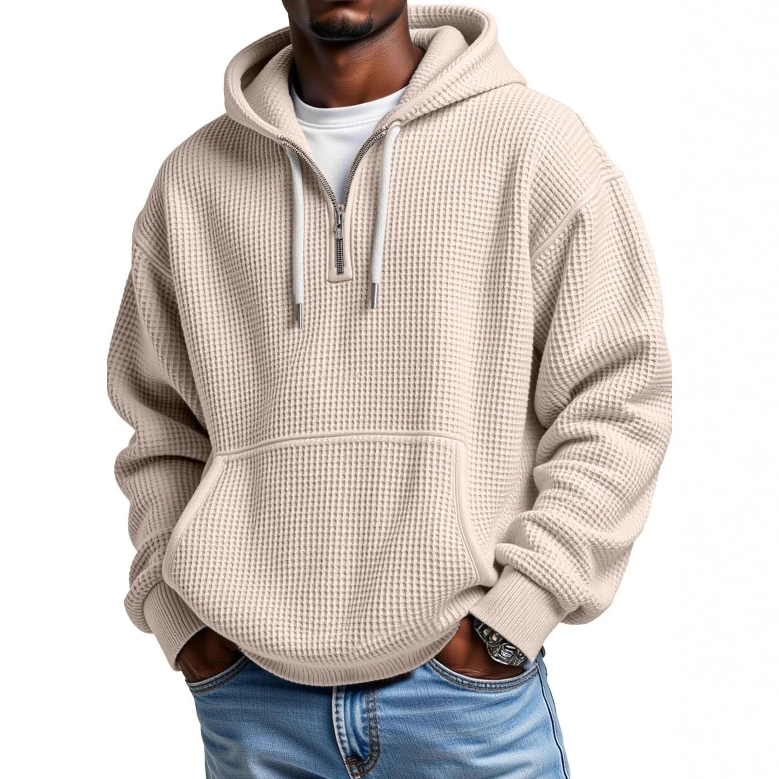 Cream waffle hoodie